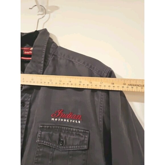 Indian Motorcycle Shirt Men L Gray Red Graphic Biker Moto Casual Utility Field - Picture 7 of 14